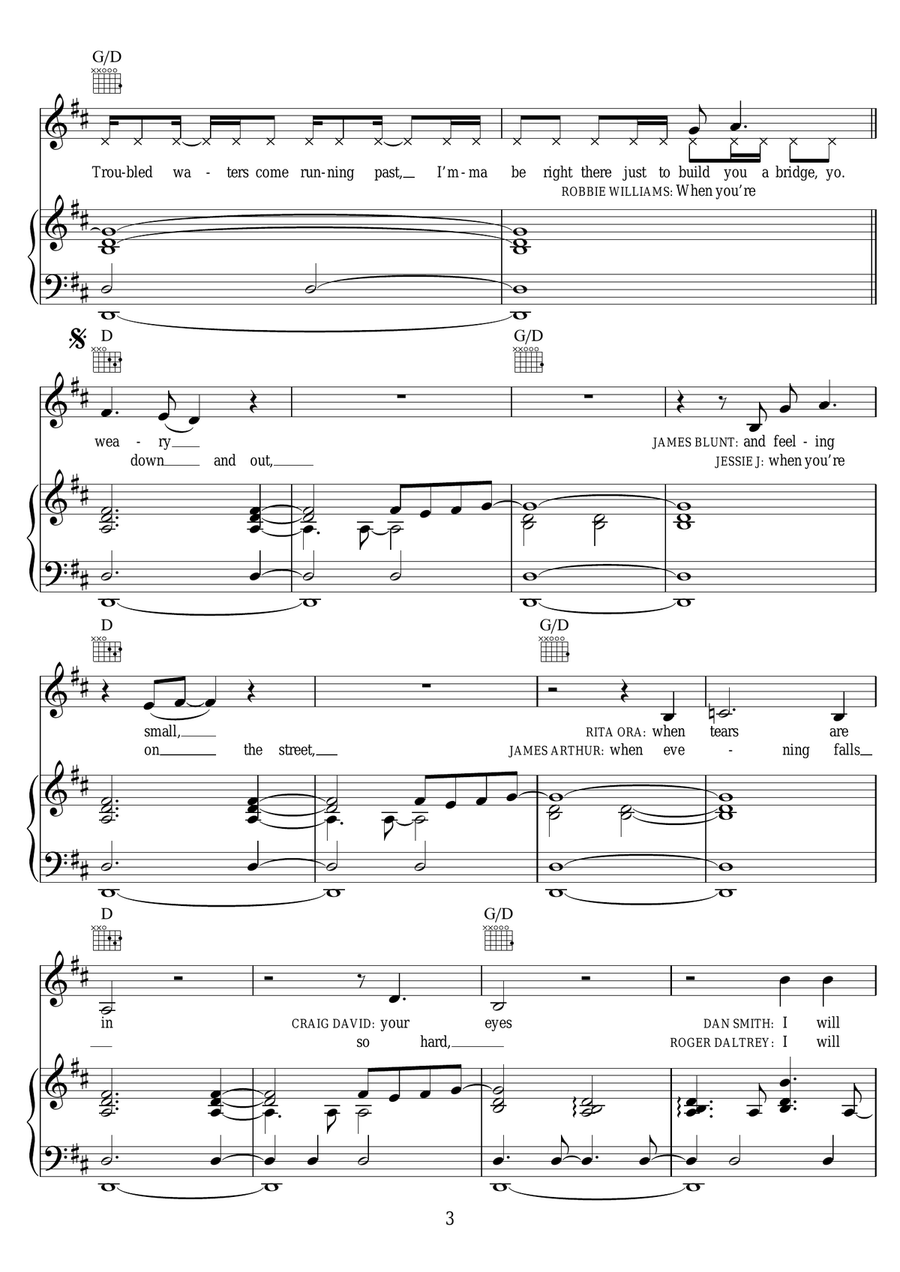 Bridge Over Troubled Water Piano, Vocal scores gallery preview page 3
