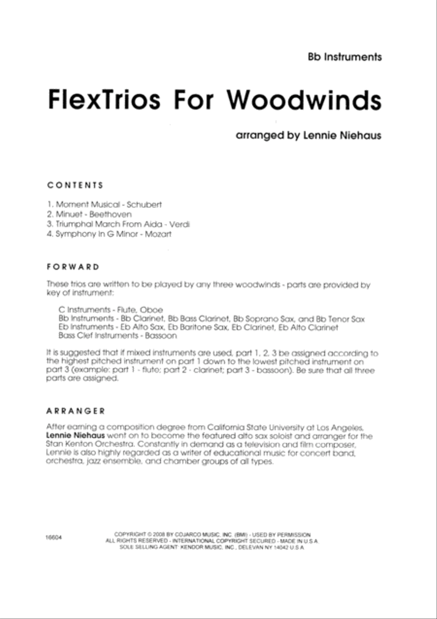 FlexTrios For Woodwinds (playable by any three woodwind instruments) - Bb Instruments B-Flat Instrument scores gallery preview page 1