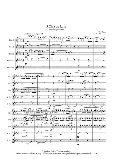 Debussy: Suite Bergamasque Mvt.3 Clair de Lune - flute quintet
