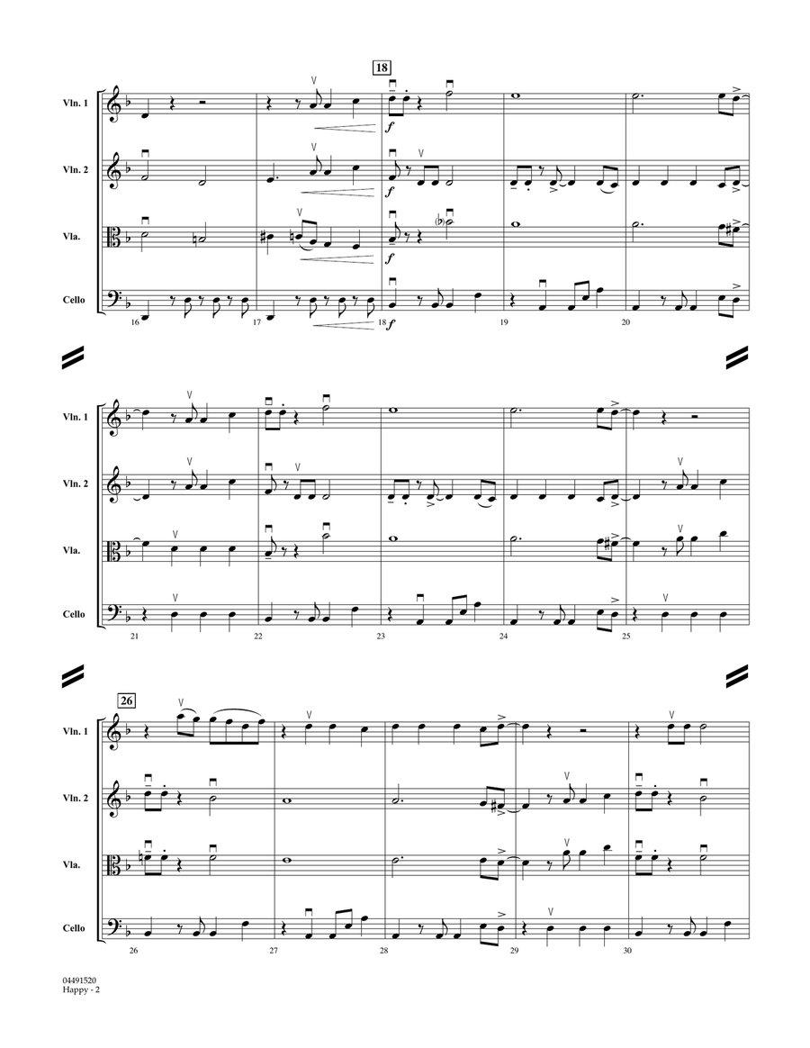 Happy - Conductor Score (Full Score) String Quartet scores gallery preview page 2