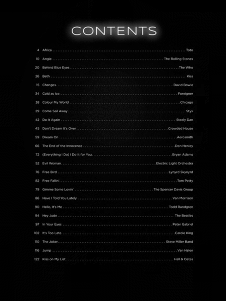 First 50 Classic Rock Songs You Should Play on Piano Easy Piano scores gallery preview page 2