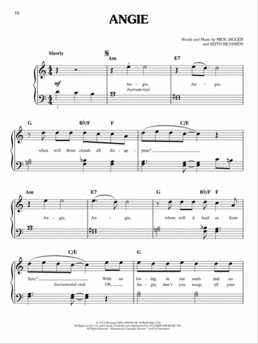 First 50 Classic Rock Songs You Should Play on Piano Easy Piano scores gallery preview page 5