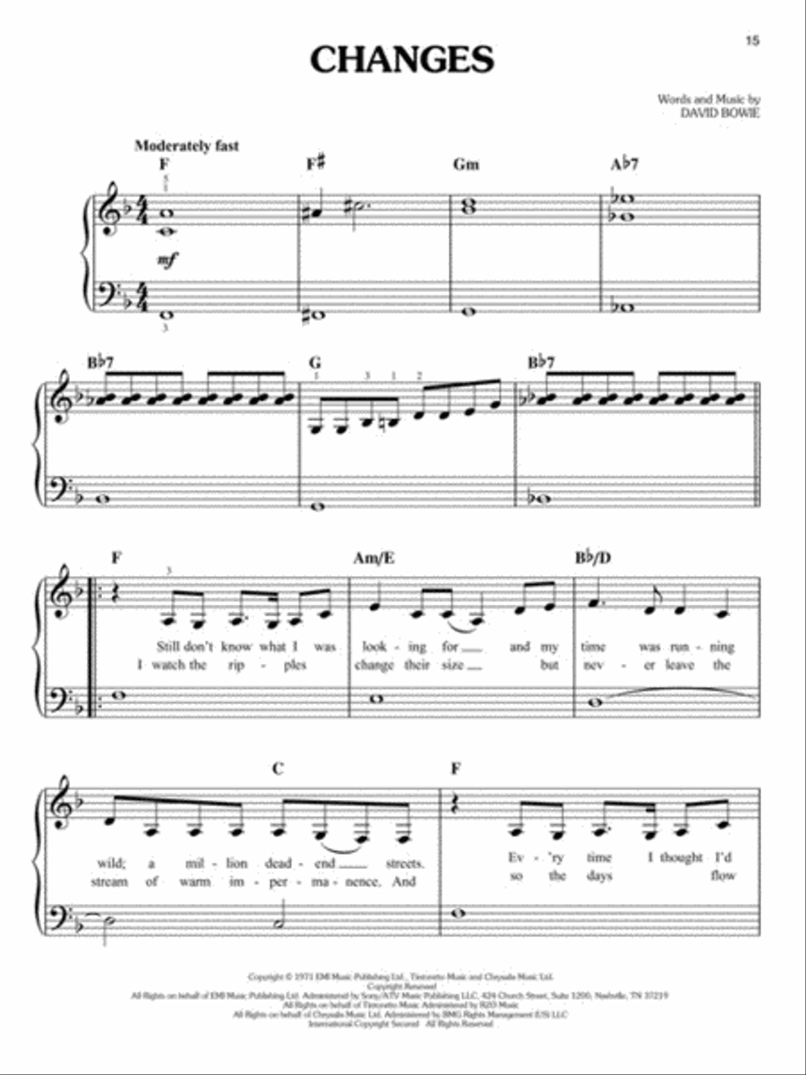 First 50 Classic Rock Songs You Should Play on Piano Easy Piano scores gallery preview page 6
