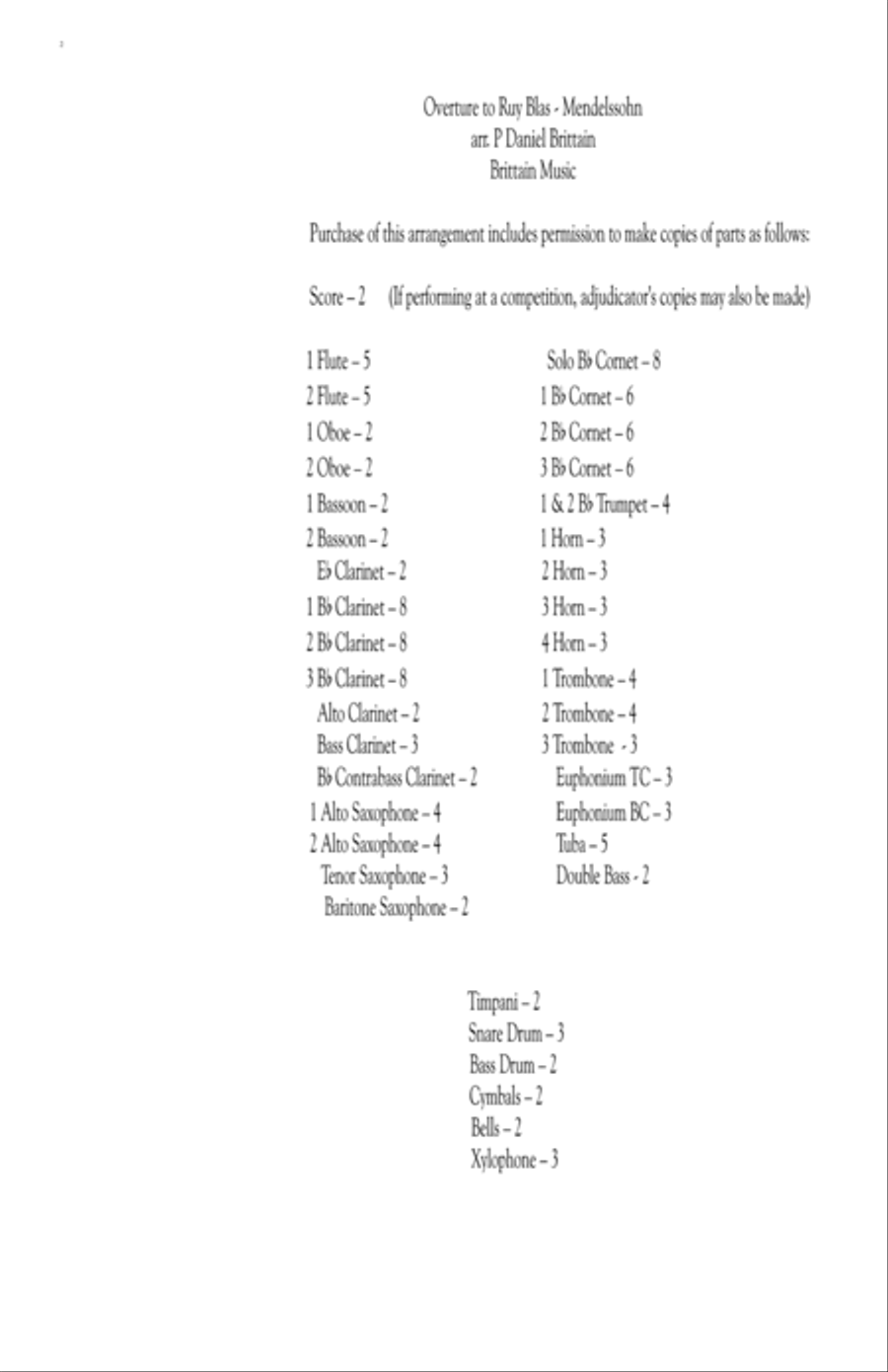 Overture to Ruy Blas Concert Band scores gallery preview page 2