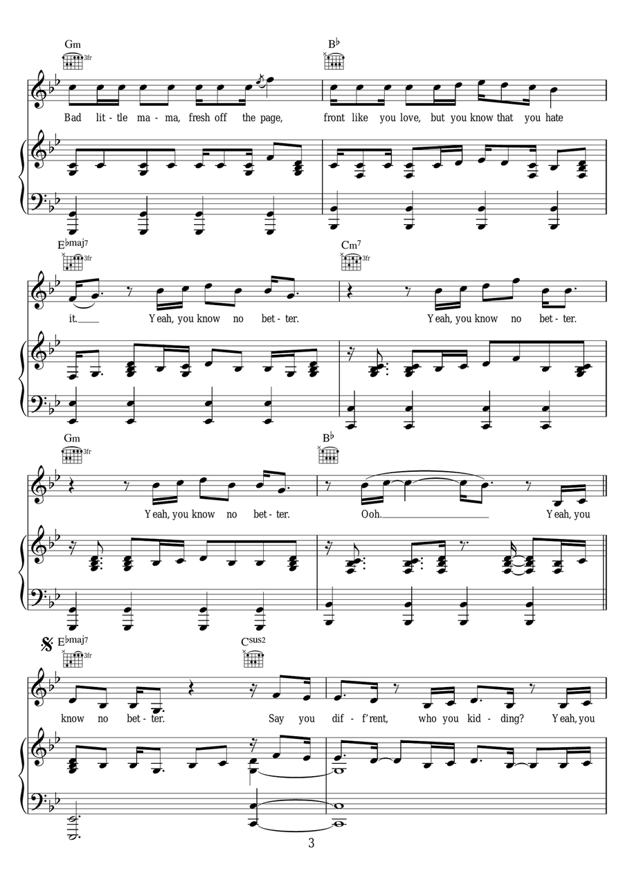 Know No Better (featuring Camila Cabello) Piano, Vocal scores gallery preview page 3