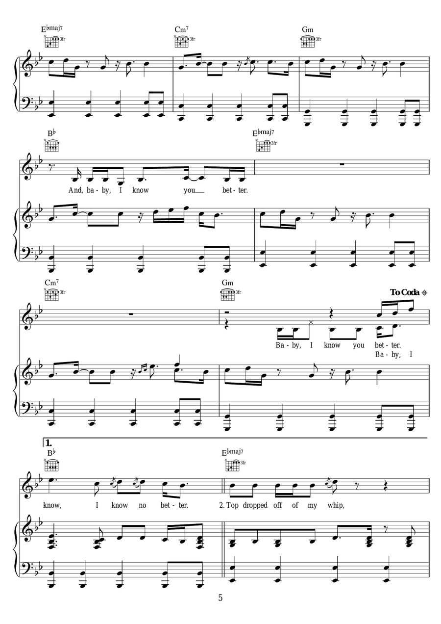 Know No Better (featuring Camila Cabello) Piano, Vocal scores gallery preview page 5