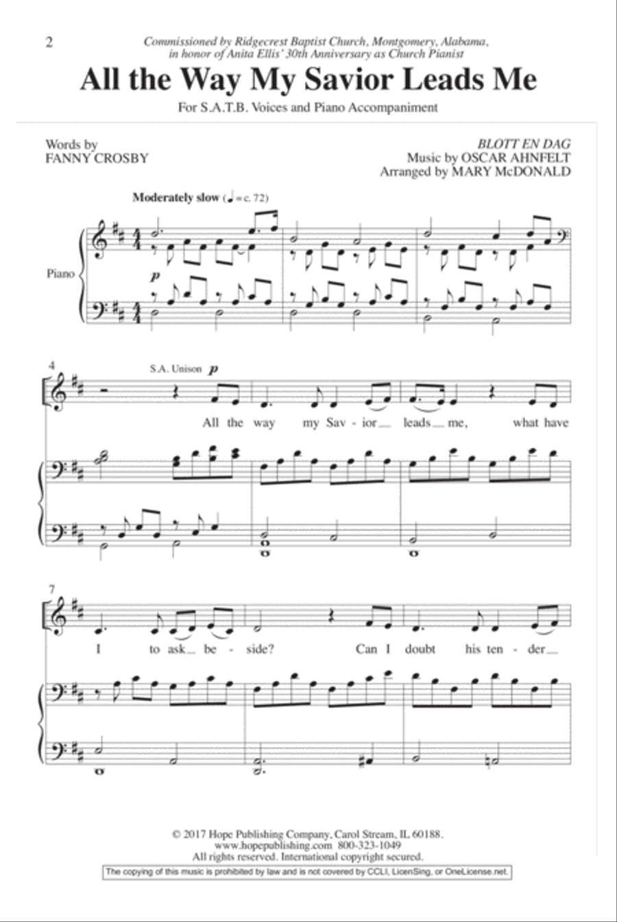 All the Way My Savior Leads 4-Part scores gallery preview page 2