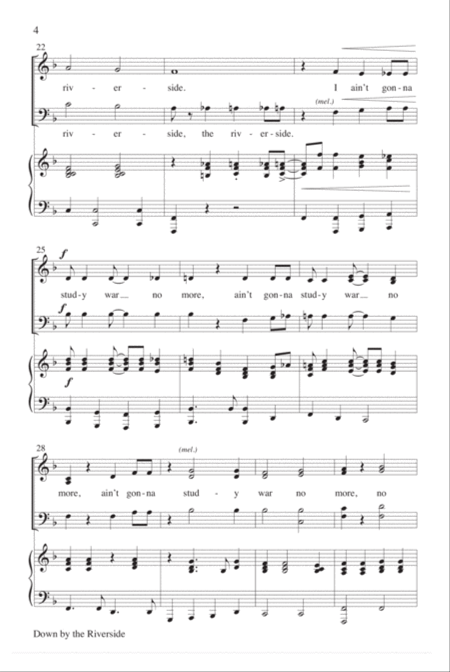 Down by the Riverside with Standing in the Need of Prayer 4-Part scores gallery preview page 4