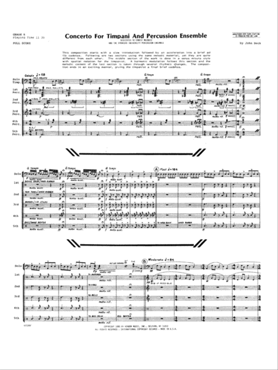 Concerto For Timpani And Percussion Ensemble - Full Score Percussion scores gallery preview page 2