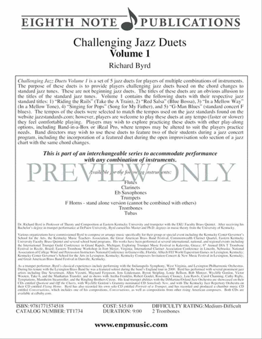 Challenging Jazz Duets, Volume 1 Trombone Duet scores gallery preview page 2