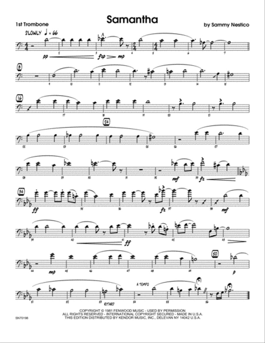 Samantha - 1st Trombone Trombone scores gallery preview page 1