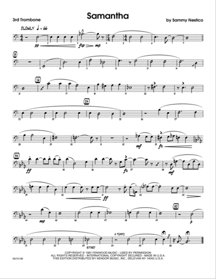 Samantha - 3rd Trombone Trombone scores gallery preview page 1