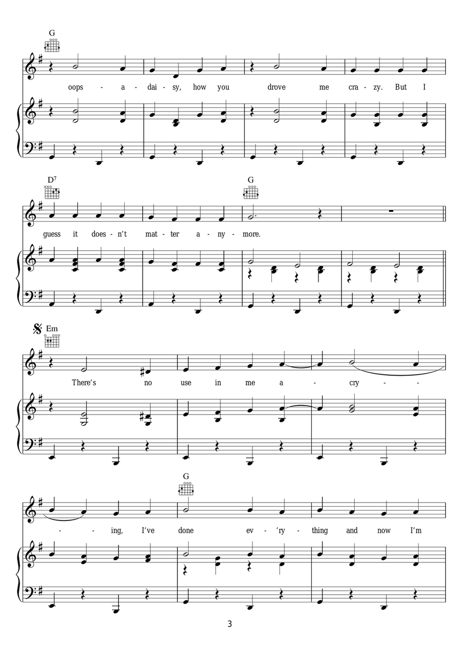 It Doesn't Matter Anymore Piano, Vocal scores gallery preview page 3