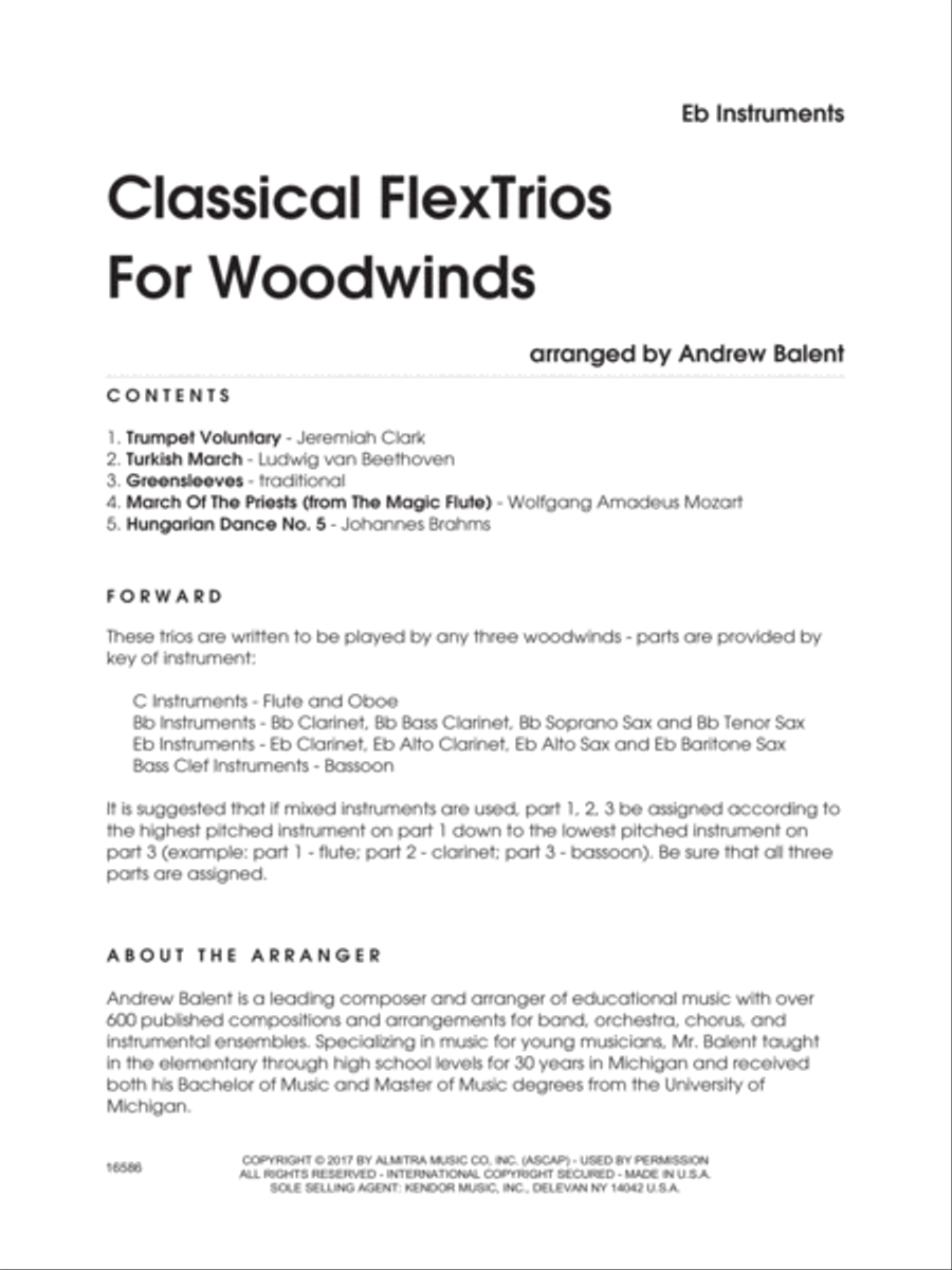 Classical FlexTrios For Woodwinds - Eb Instruments E-Flat Instrument scores gallery preview page 1