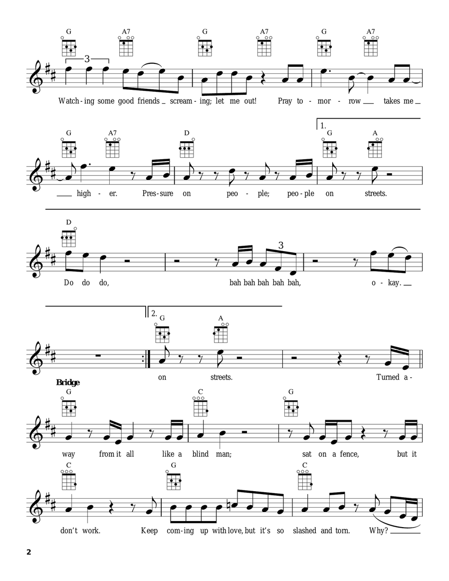 Under Pressure Under Pressure Ukulele scores gallery preview page 2