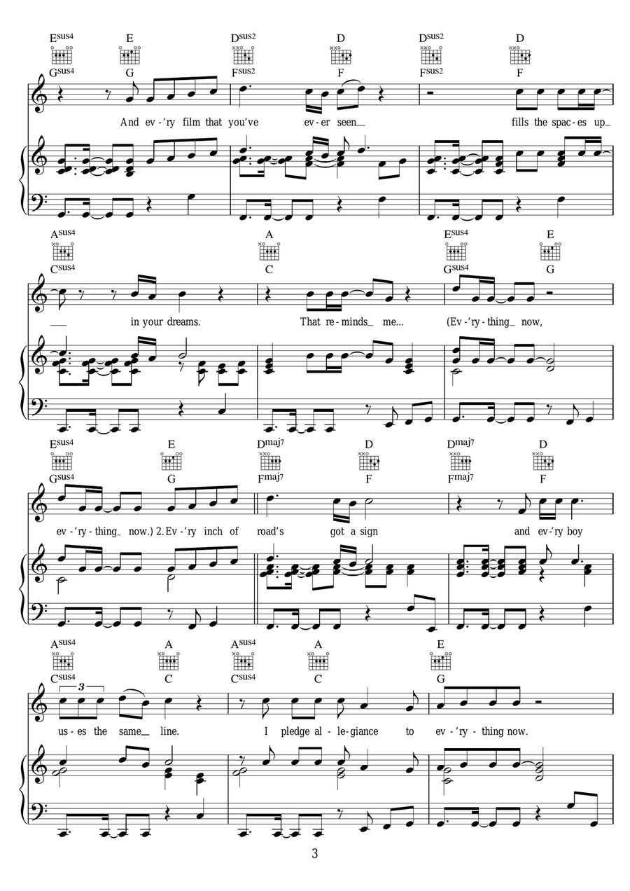 Everything Now Everything Now Piano, Vocal scores gallery preview page 3