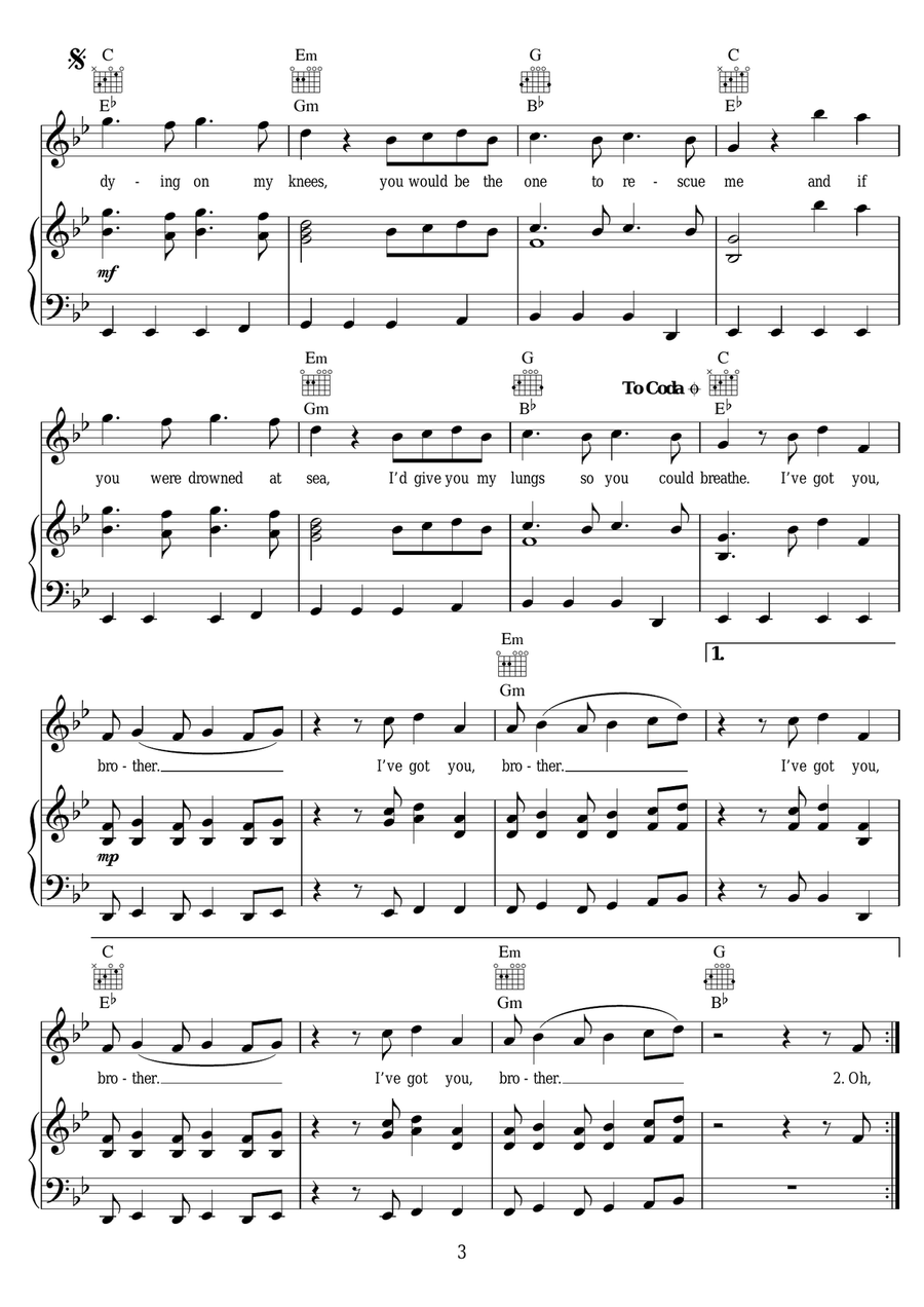 Brother Brother Piano, Vocal scores gallery preview page 3