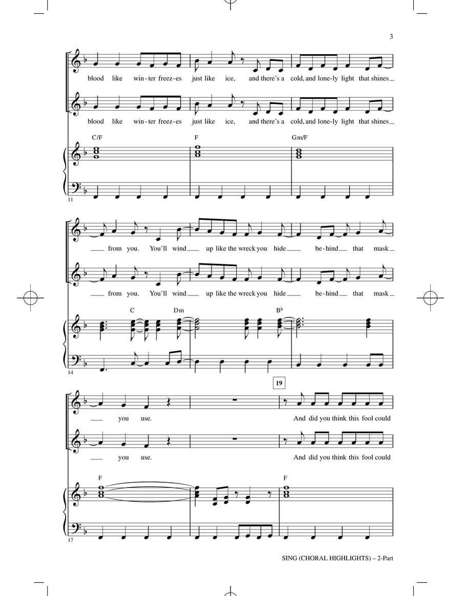 Sing (Choral Highlights) Sing (Choral Highlights) 2-Part scores gallery preview page 2