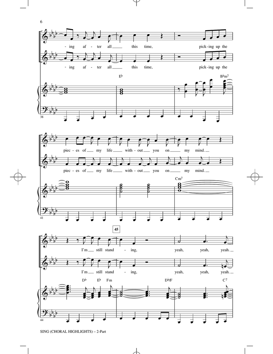 Sing (Choral Highlights) Sing (Choral Highlights) 2-Part scores gallery preview page 5