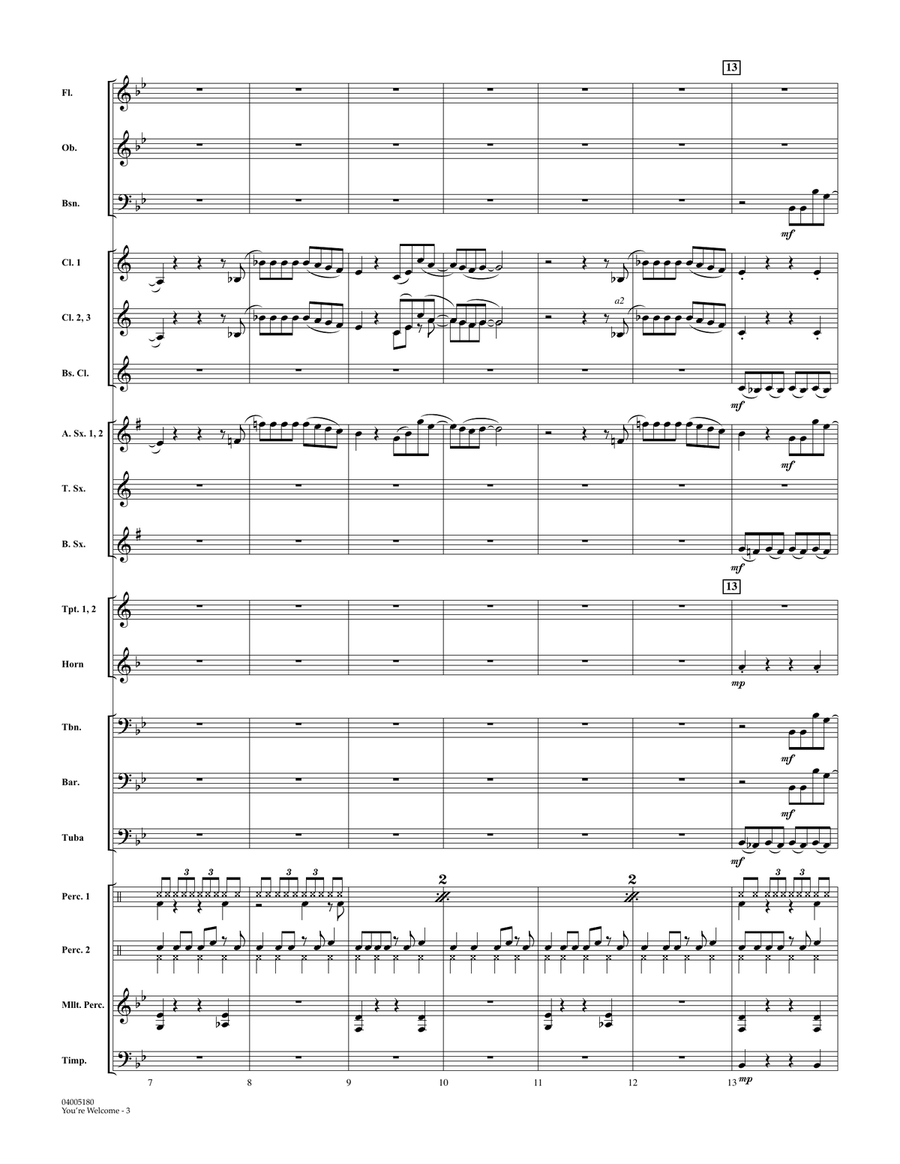 You're Welcome (from Moana) (arr. Matt Conaway) - Conductor Score (Full Score) Concert Band scores gallery preview page 3