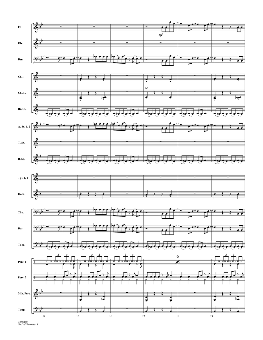 You're Welcome (from Moana) (arr. Matt Conaway) - Conductor Score (Full Score) Concert Band scores gallery preview page 4
