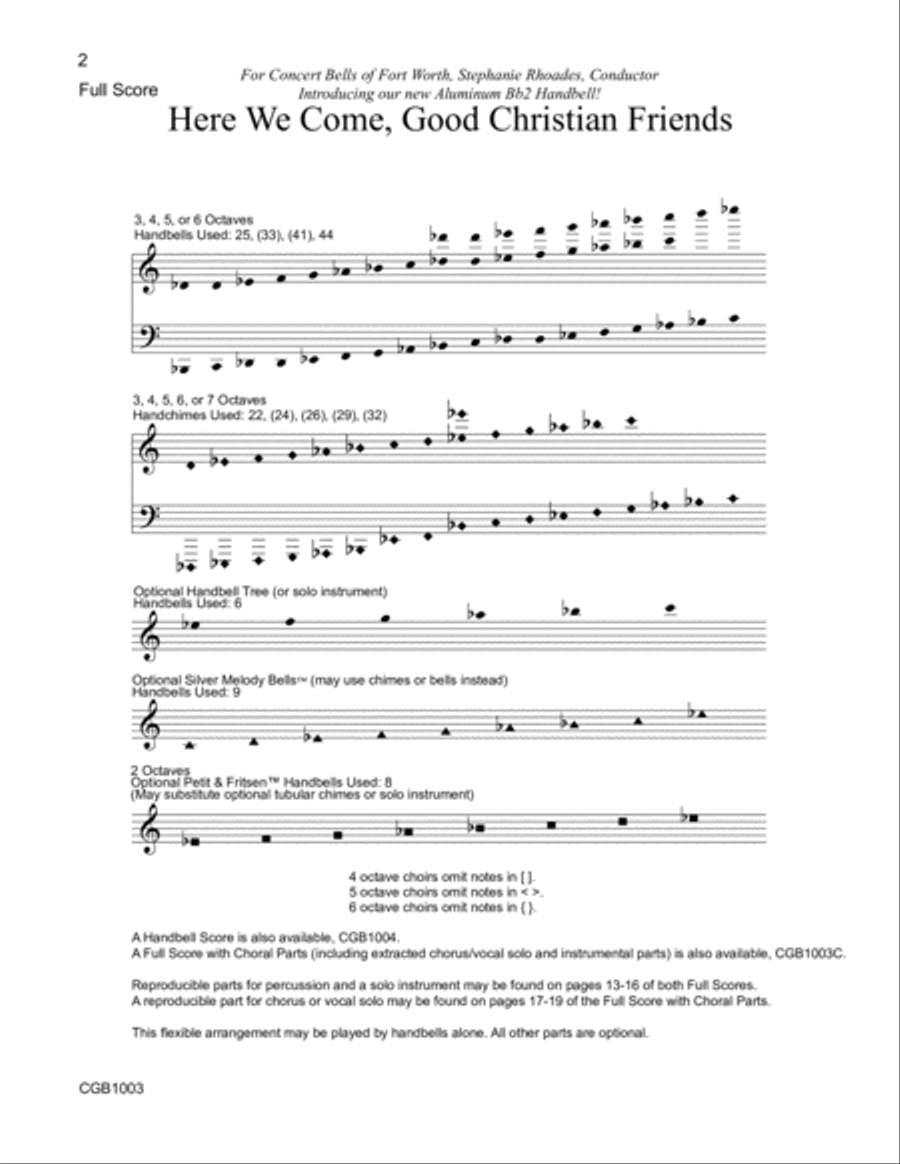 Here We Come, Good Christian Friends Full Score Handbell Choir scores gallery preview page 2
