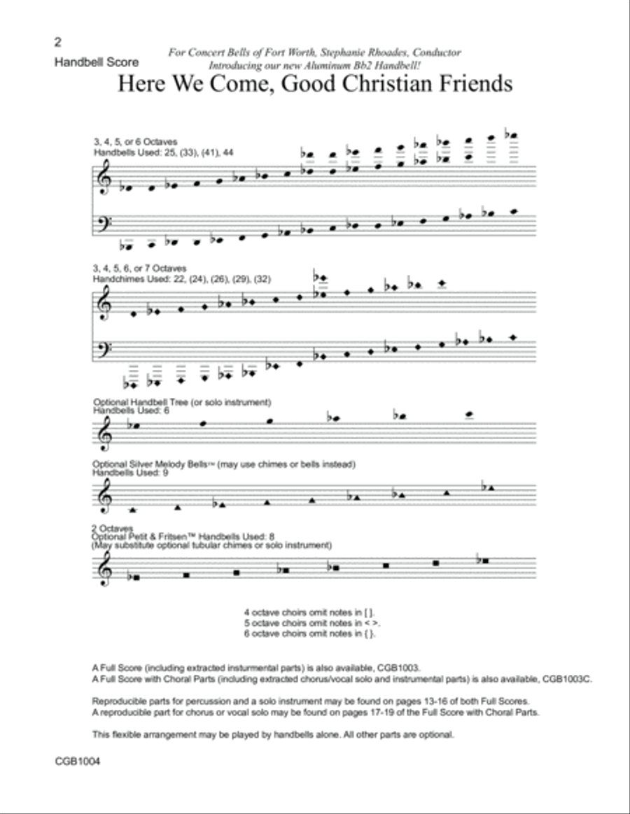Here We Come, Good Christian Friends - Handbell Score Handbell Choir scores gallery preview page 2