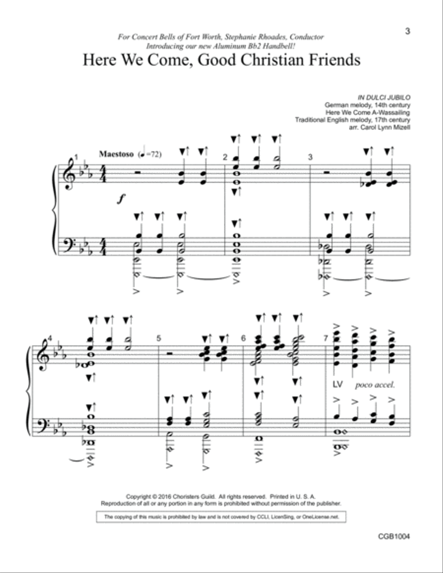 Here We Come, Good Christian Friends - Handbell Score Handbell Choir scores gallery preview page 3
