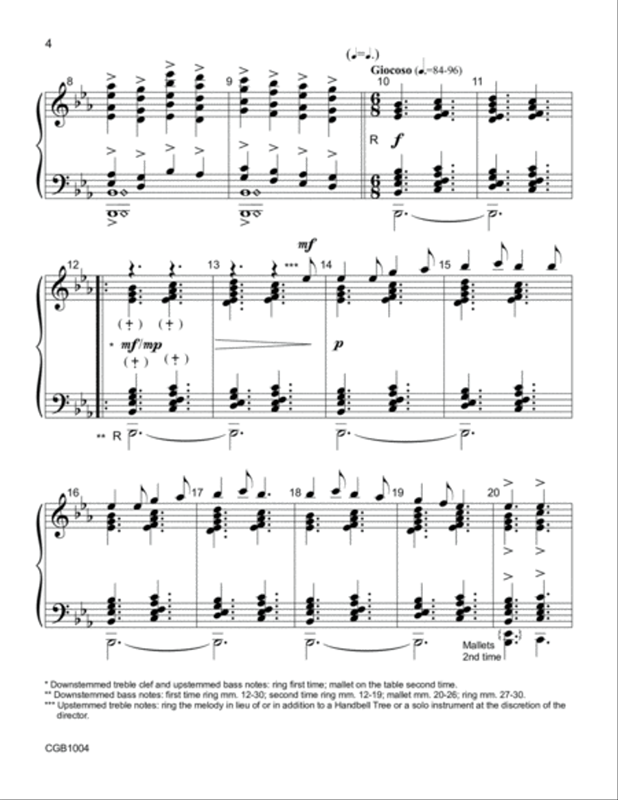 Here We Come, Good Christian Friends - Handbell Score Handbell Choir scores gallery preview page 4