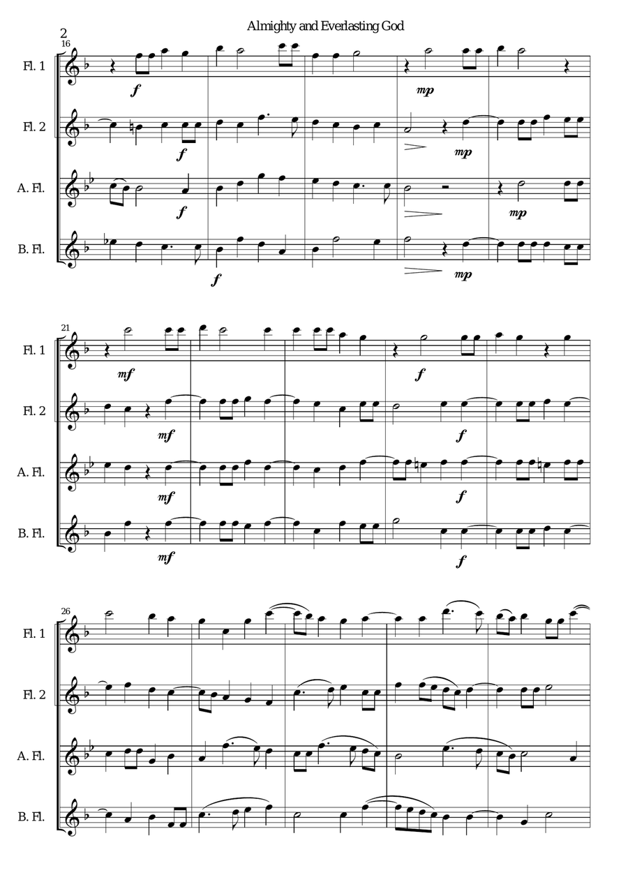 Almighty and everlasting God for flute quartet Almighty and everlasting God for flute quartet Flute Quartet scores gallery preview page 2
