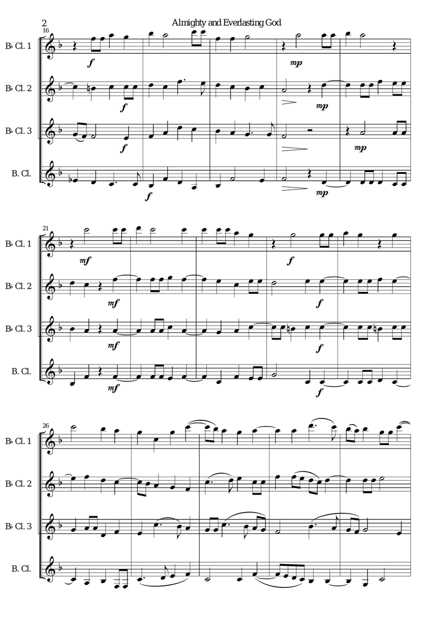 Almighty and everlasting God for clarinet quartet Almighty and everlasting God for clarinet quartet Clarinet Quartet scores gallery preview page 2