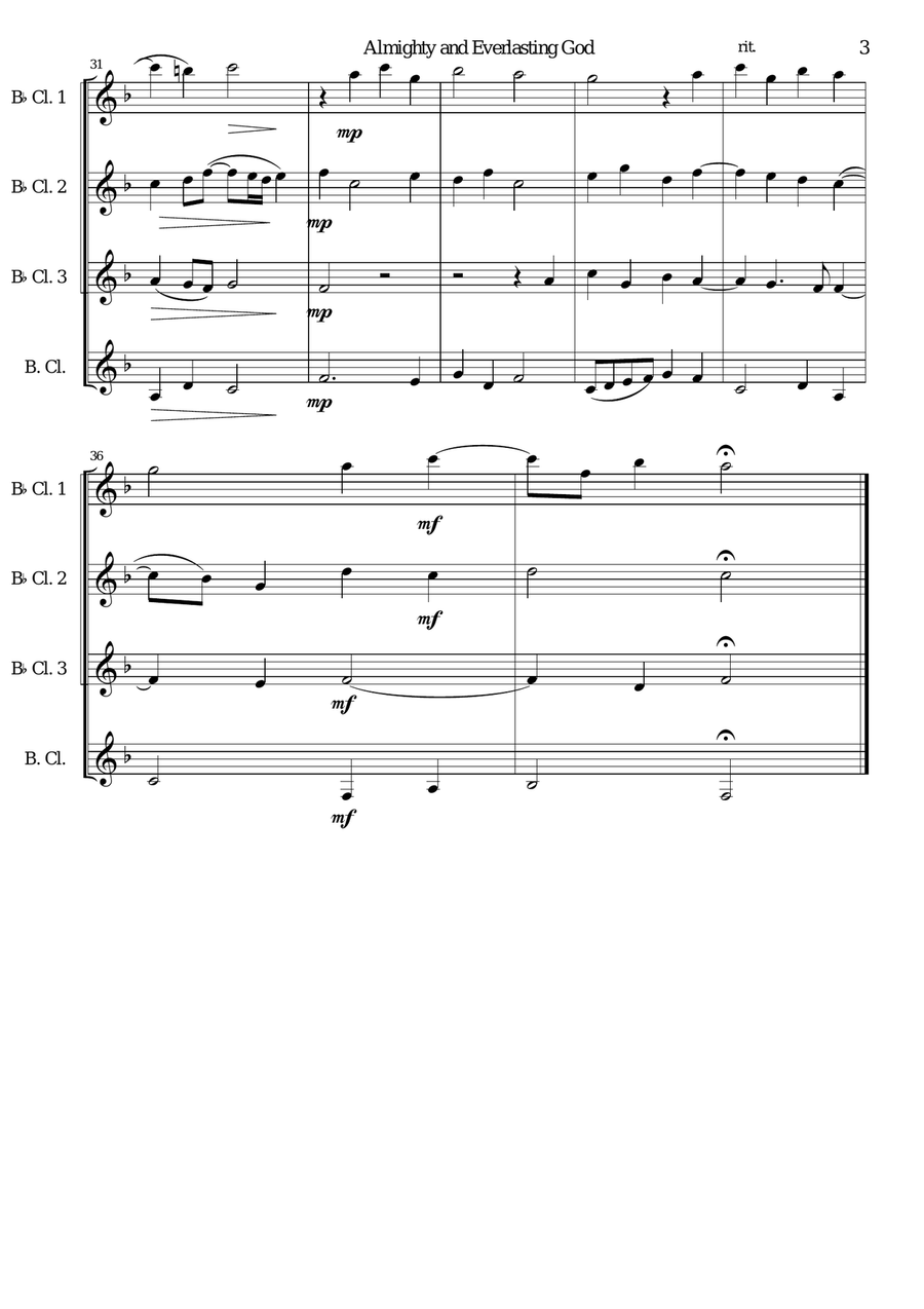 Almighty and everlasting God for clarinet quartet Almighty and everlasting God for clarinet quartet Clarinet Quartet scores gallery preview page 3