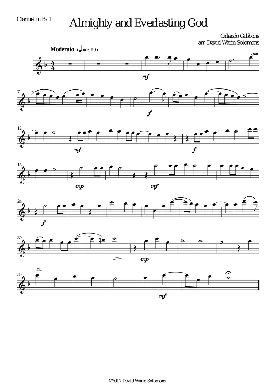 Almighty and everlasting God for clarinet quartet Almighty and everlasting God for clarinet quartet Clarinet Quartet scores gallery preview page 4