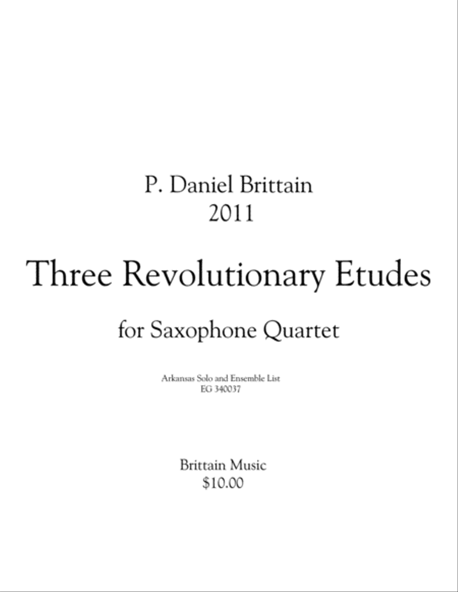 Three Revolutionary Etudes Woodwind Quartet scores gallery preview page 1