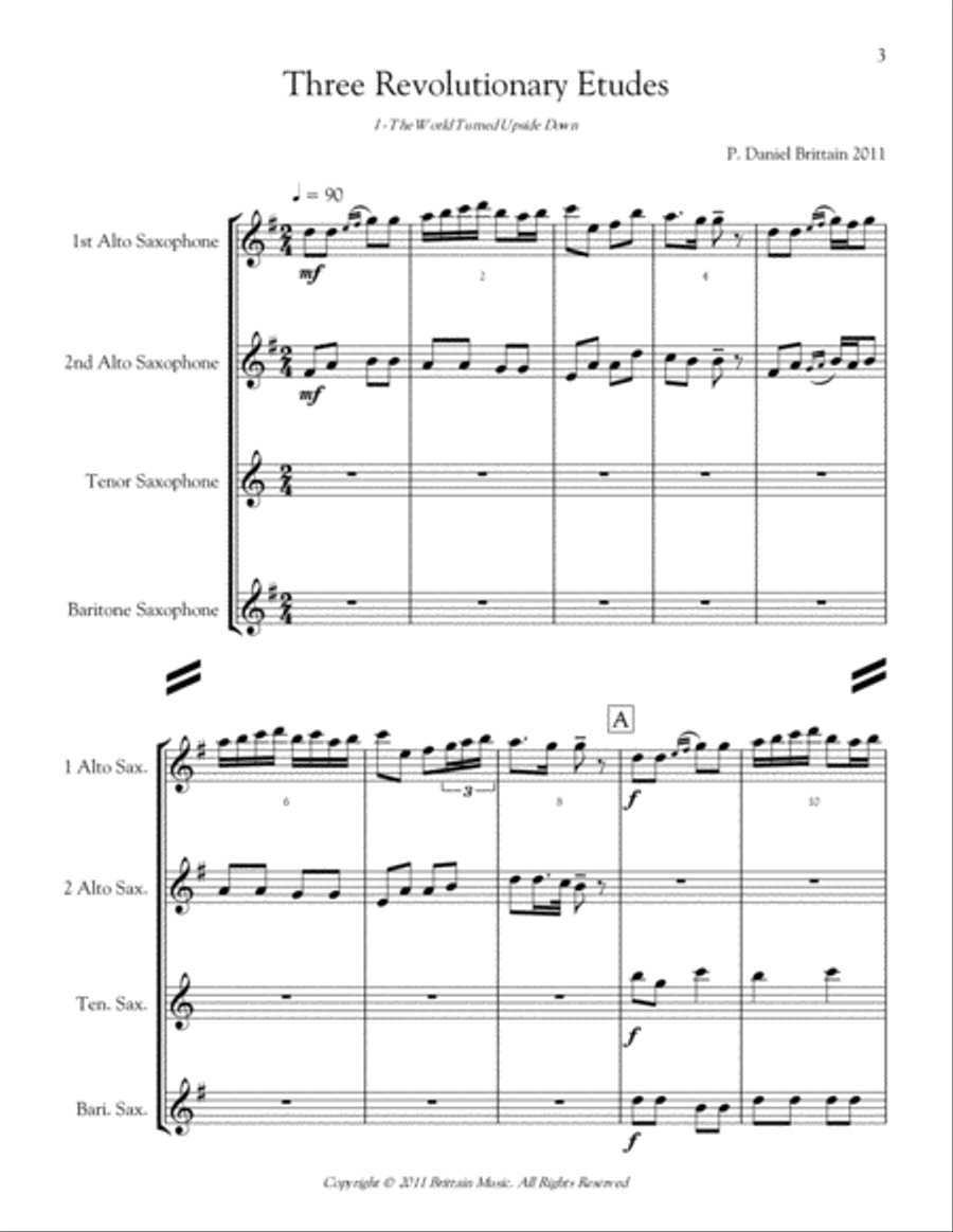 Three Revolutionary Etudes Woodwind Quartet scores gallery preview page 3