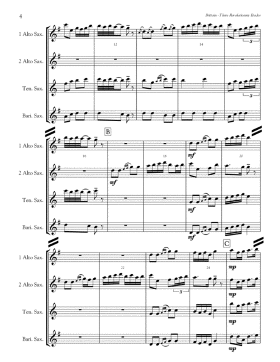 Three Revolutionary Etudes Woodwind Quartet scores gallery preview page 4