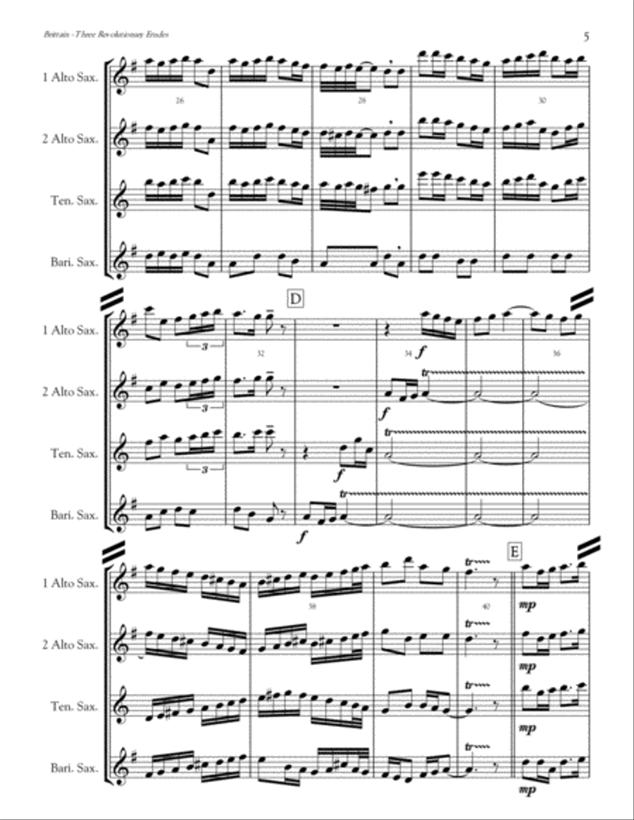 Three Revolutionary Etudes Woodwind Quartet scores gallery preview page 5
