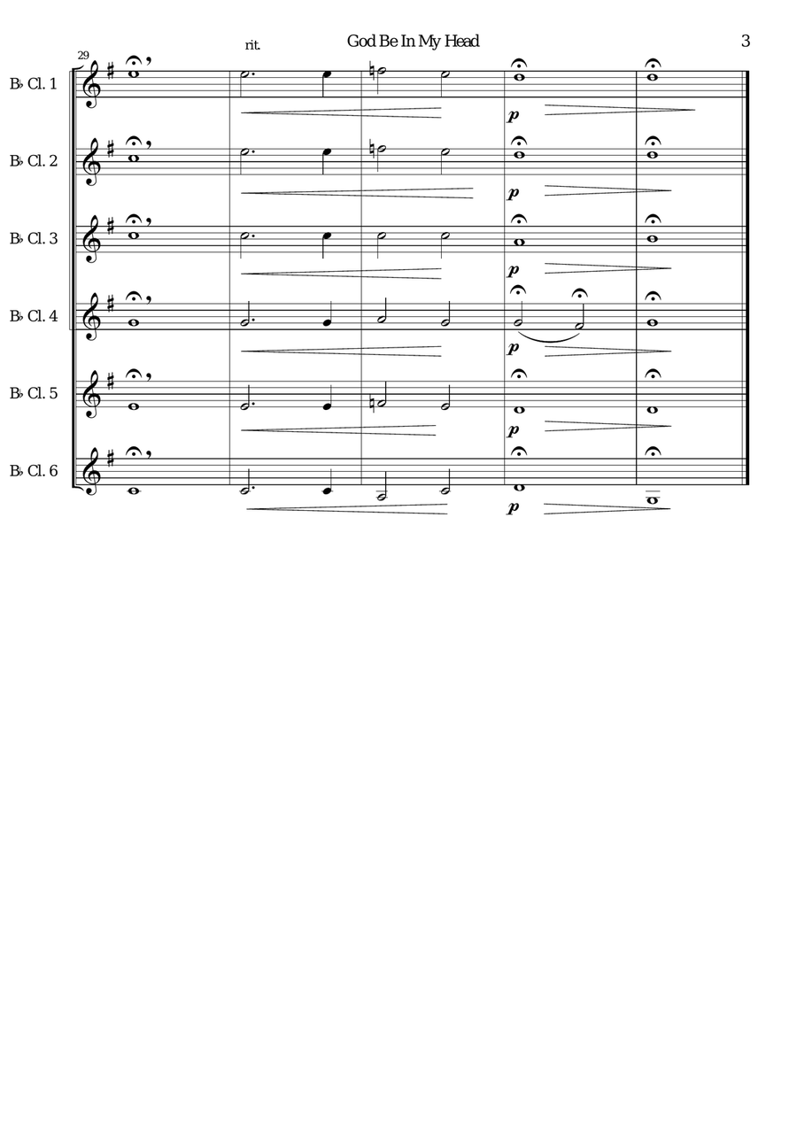 God be in my Head for 6 clarinets Clarinet Solo scores gallery preview page 3