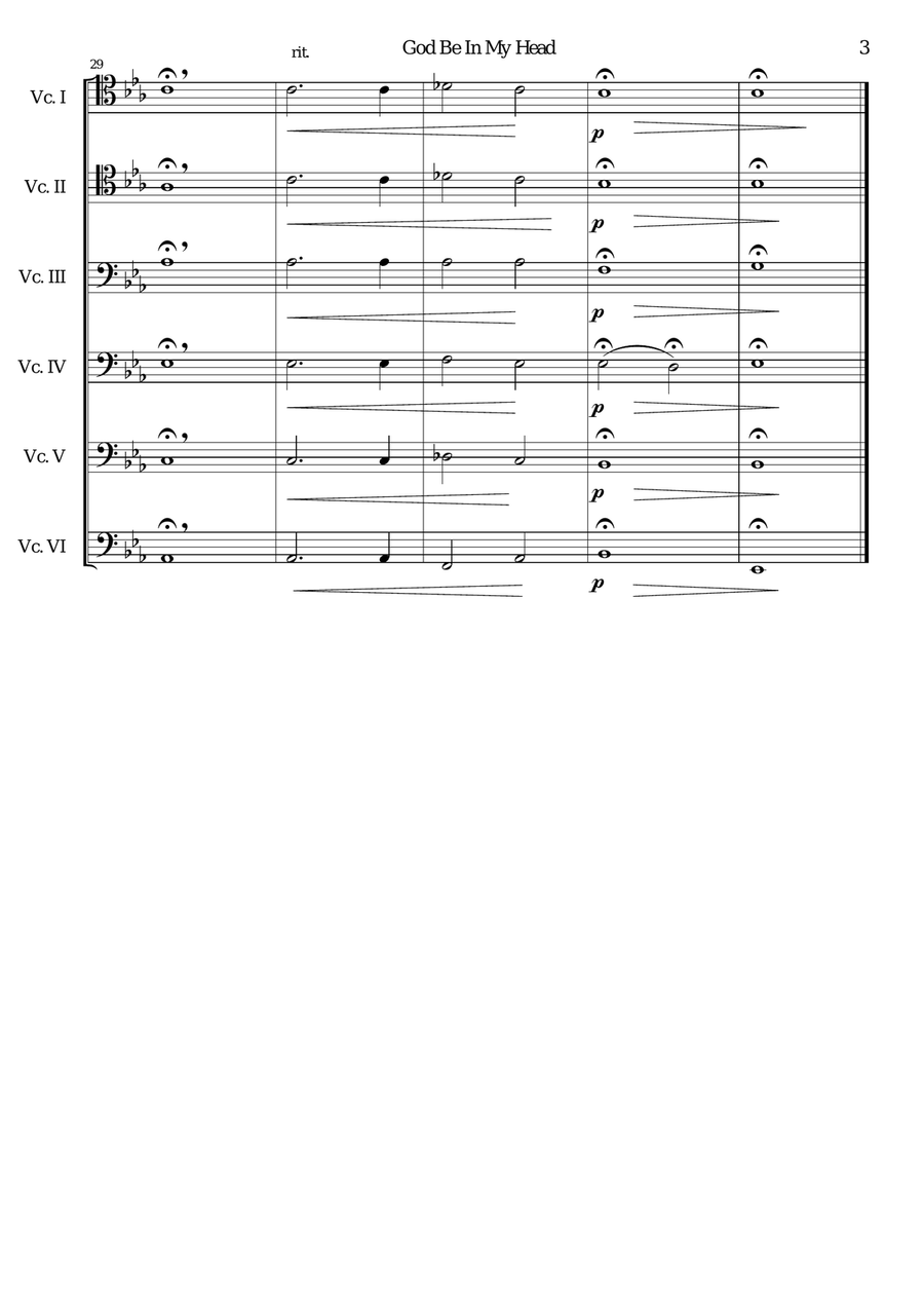 God be in my Head for 6 cellos Cello Solo scores gallery preview page 3