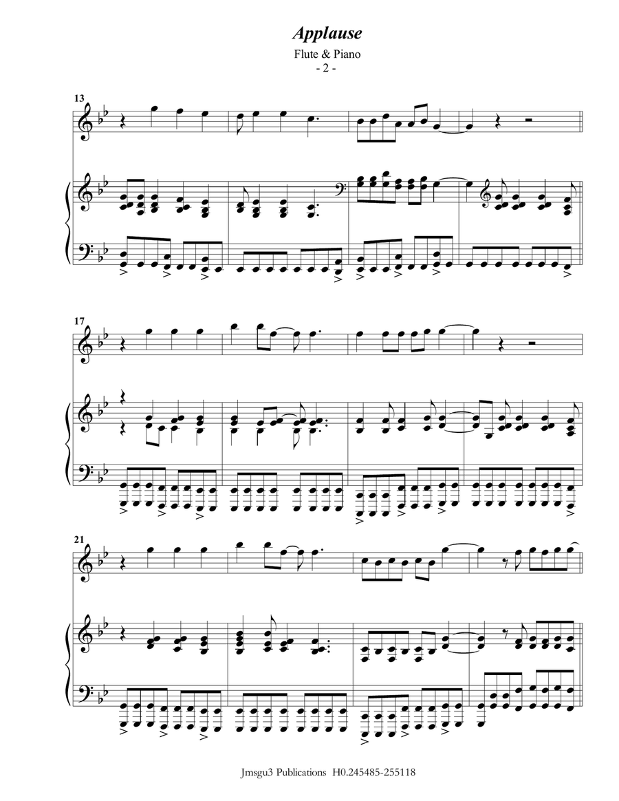 Applause by Lady Gaga Flute Solo - Digital Sheet Music page 2