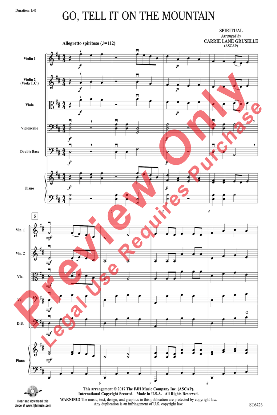 Go Tell it on the Mountain String Orchestra scores gallery preview page 3