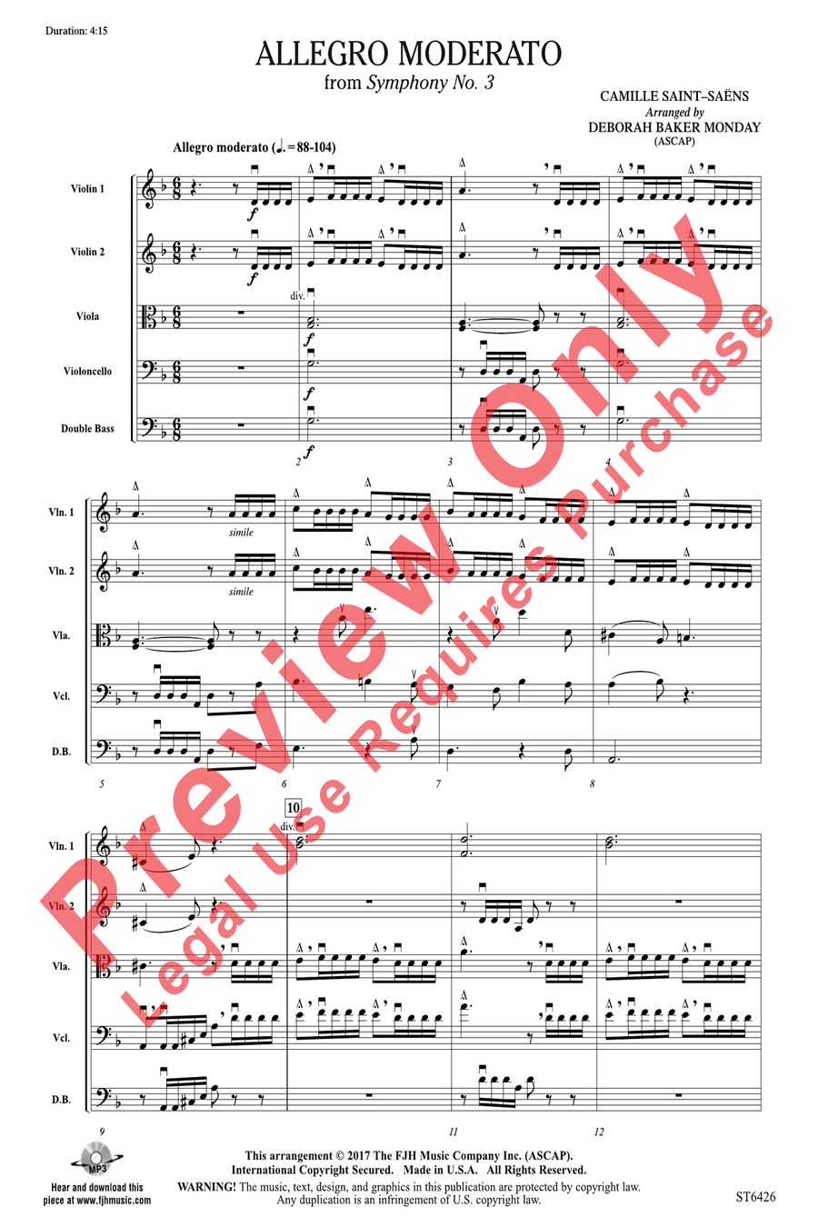 Allegro moderato from Symphony No 3 String Orchestra scores gallery preview page 3