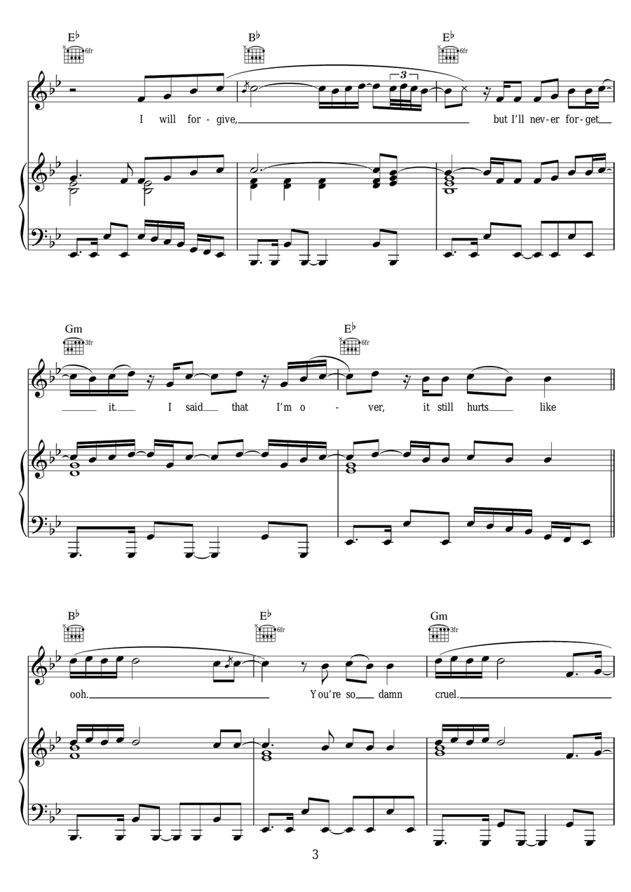 Forgive Forget Forgive Forget Piano, Vocal scores gallery preview page 3