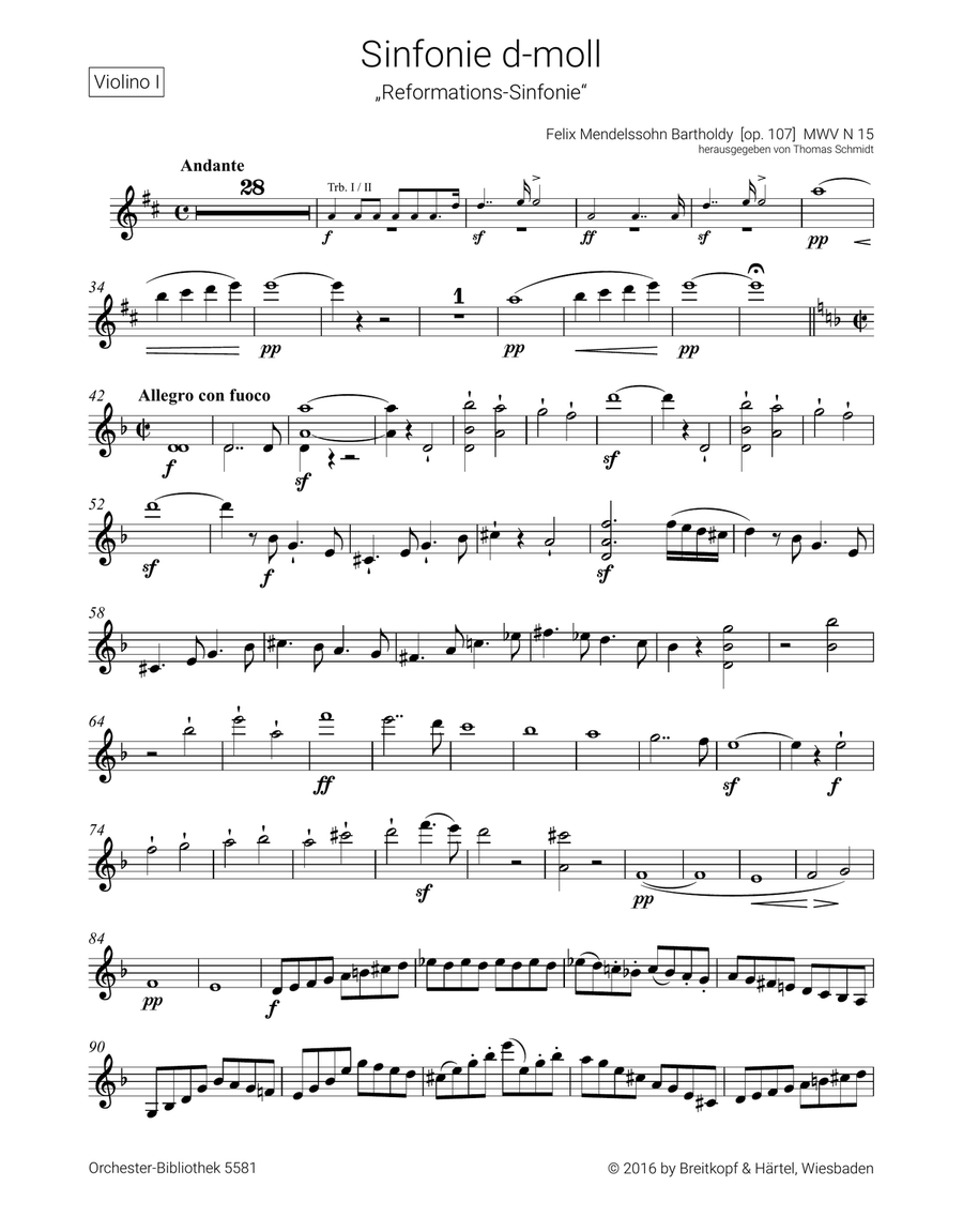 Symphony No. 5 in D minor [Op. 107] MWV N 15 (Reformation Symphony) Orchestra scores gallery preview page 2