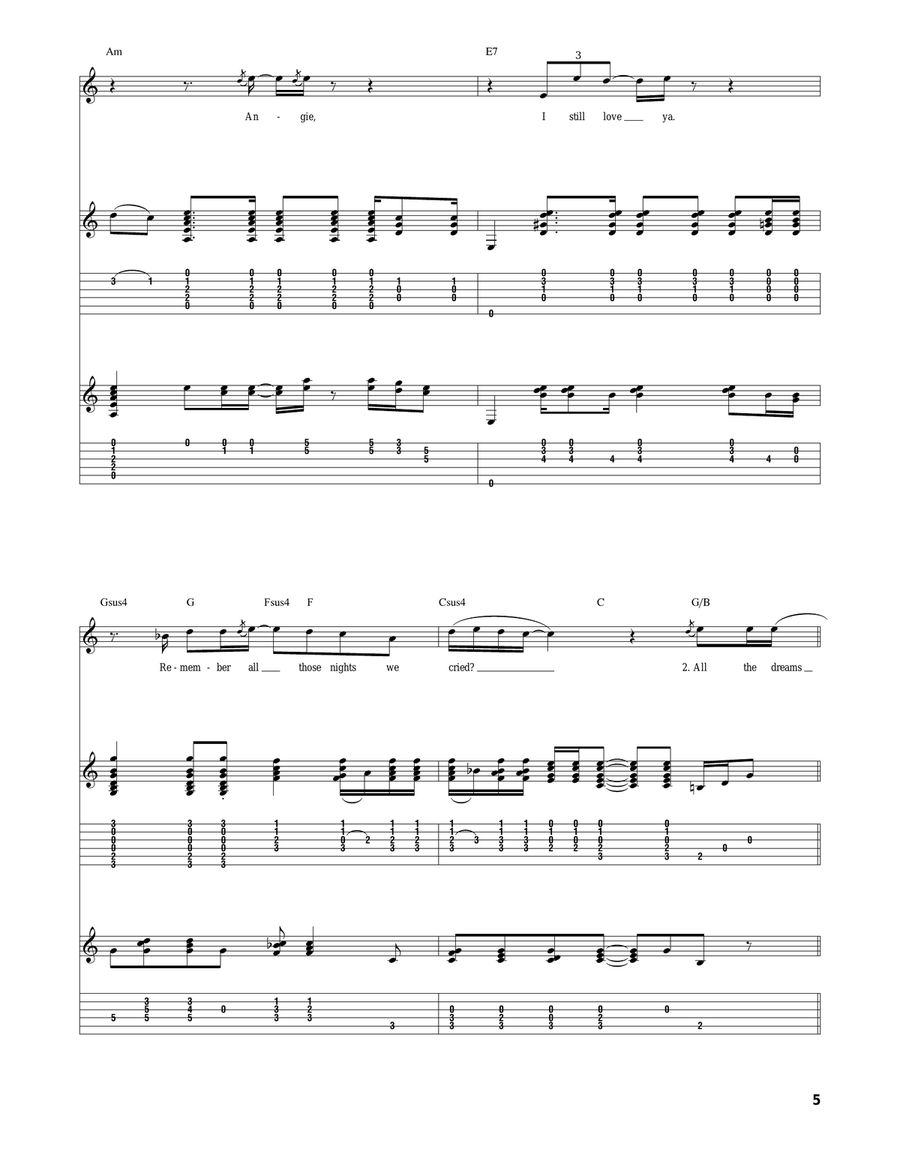 Angie Angie Acoustic Guitar scores gallery preview page 5