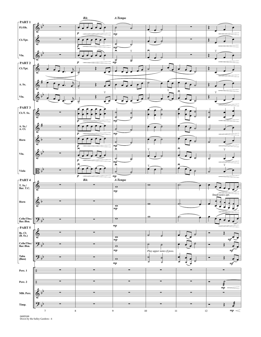 Down by the Salley Gardens - Conductor Score (Full Score) Concert Band scores gallery preview page 4