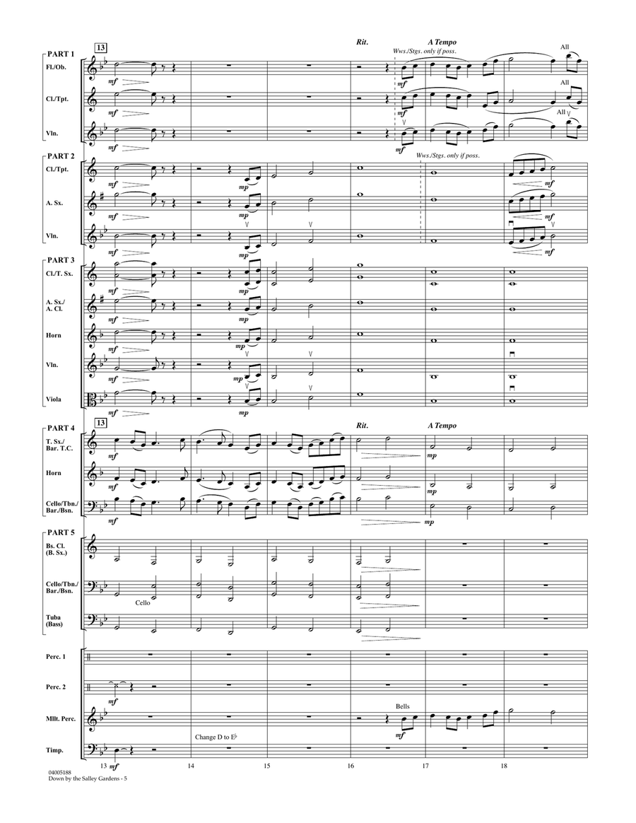 Down by the Salley Gardens - Conductor Score (Full Score) Concert Band scores gallery preview page 5