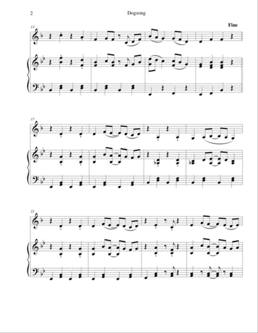 Dogsong (from Undertale) - for French horn with piano accompaniment Piano Accompaniment scores gallery preview page 2