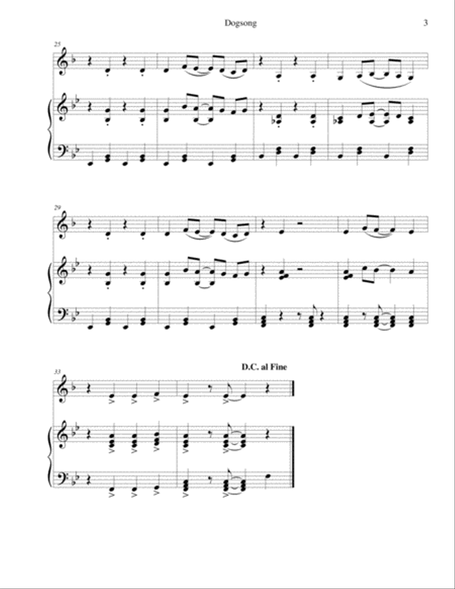 Dogsong (from Undertale) - for French horn with piano accompaniment Piano Accompaniment scores gallery preview page 3