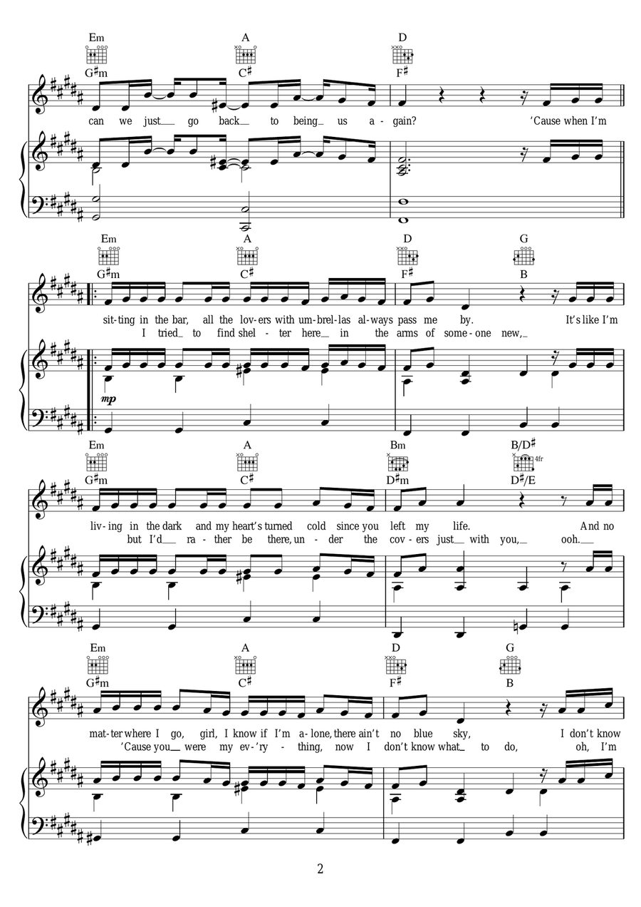 Rain Rain Piano, Vocal scores gallery preview page 2
